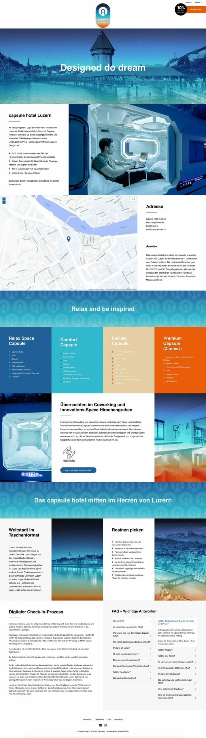 Webdesign für capsule hotel GmbH